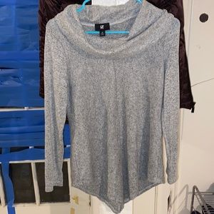 IZ BYER Grey Cowl-Neck Sweater